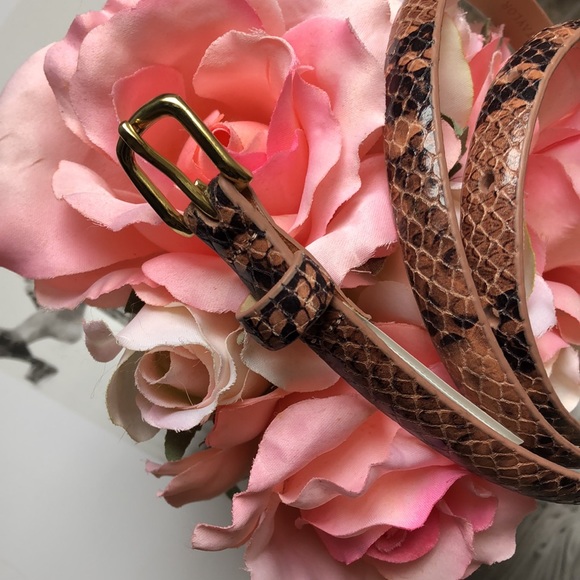 NWT • ANN TAYLOR • Leather Snake Animal Skinny Belt w/ Gold Buckle - Picture 9 of 14